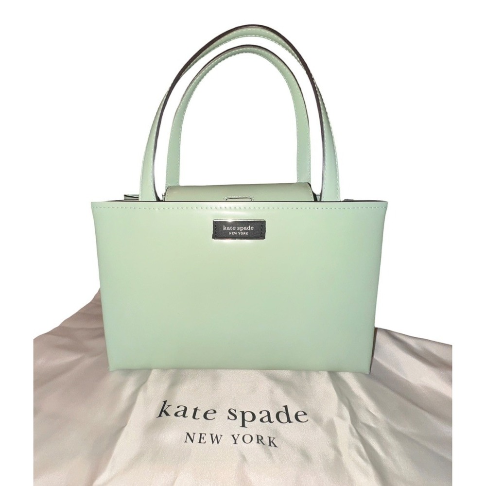 NWT Kate Spade Sam Icon Small Tote Pistachio Green Spazzolato Leather Handbag